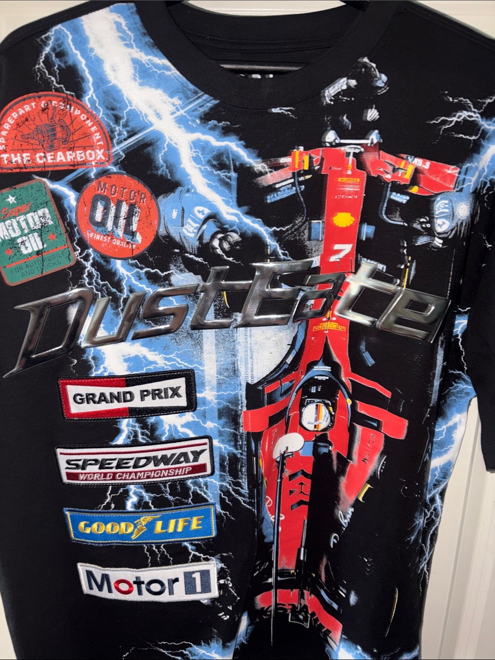 Mens Grand Prix Lightning Race Tee - Red & Black